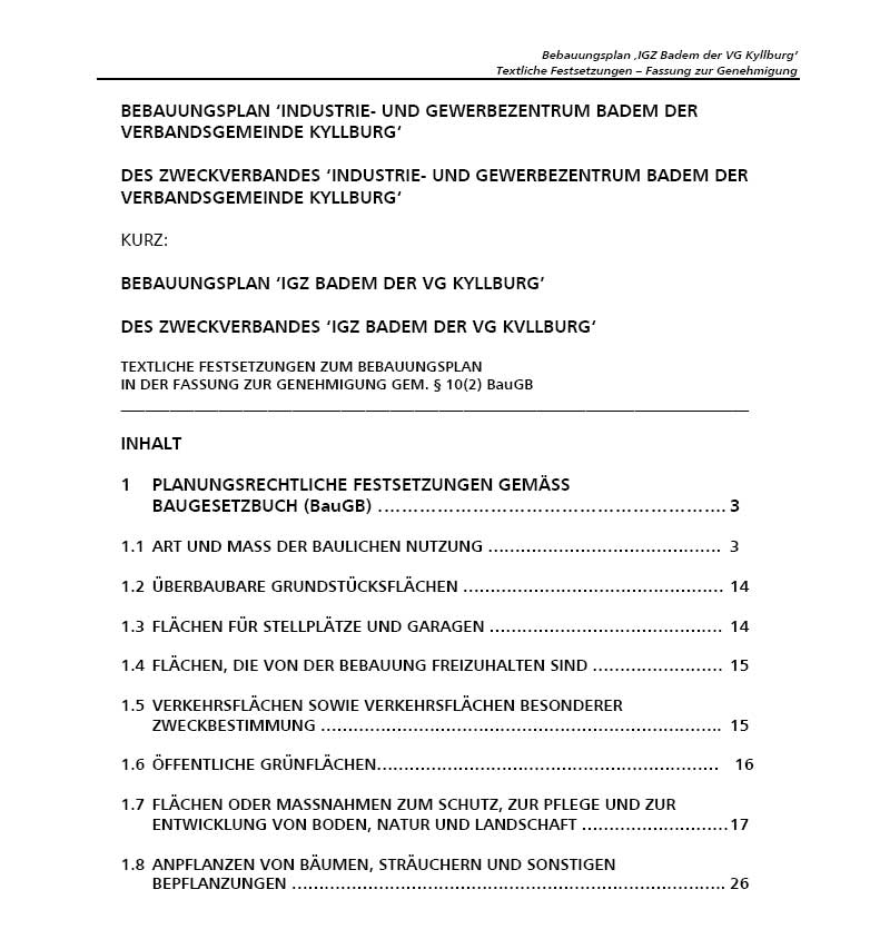  Bebauungsplan IGZ Badem - 2. Änderung Textliche Festsetzungen